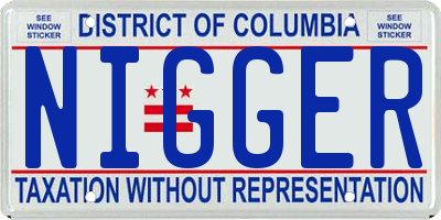 DC license plate NIGGER