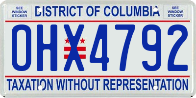 DC license plate OHX4792