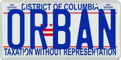DC license plate ORBAN