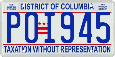 DC license plate POI945