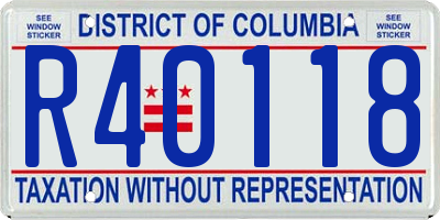 DC license plate R40118