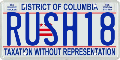 DC license plate RUSH18