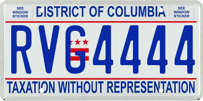 DC license plate RVG4444