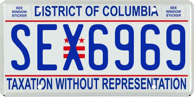 DC license plate SEX6969