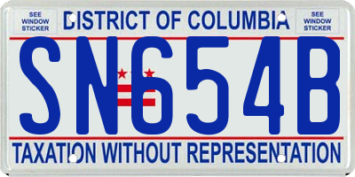 DC license plate SN654B