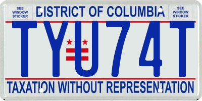 DC license plate TYU74T