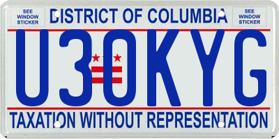 DC license plate U30KYG