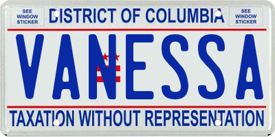 DC license plate VANESSA