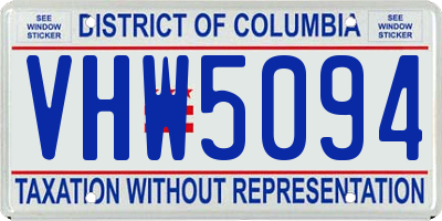 DC license plate VHW5094