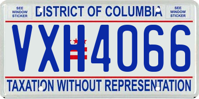 DC license plate VXH4066