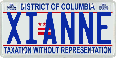 DC license plate XIANNE