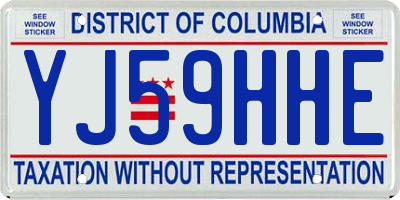 DC license plate YJ59HHE