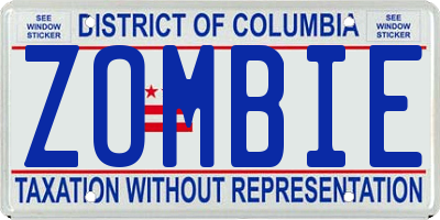 DC license plate ZOMBIE