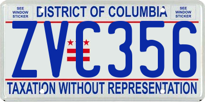 DC license plate ZVC356