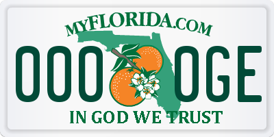 FL license plate 0000GE