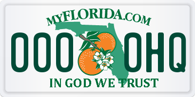 FL license plate 0000HQ