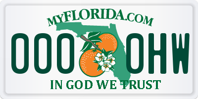 FL license plate 0000HW