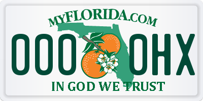 FL license plate 0000HX