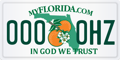 FL license plate 0000HZ