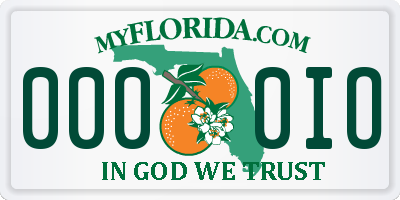 FL license plate 0000IO