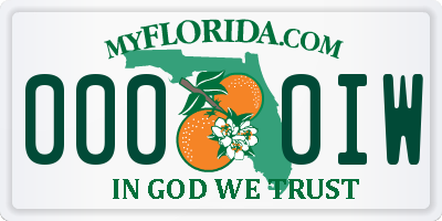 FL license plate 0000IW