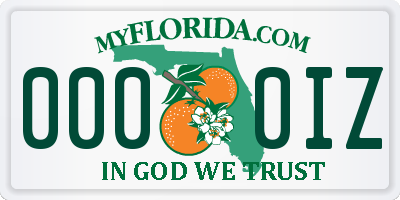 FL license plate 0000IZ