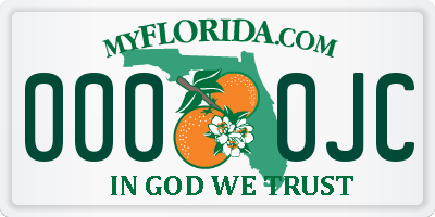 FL license plate 0000JC