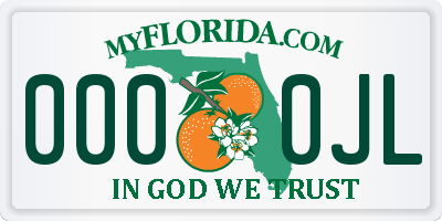 FL license plate 0000JL