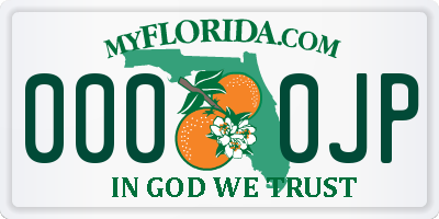 FL license plate 0000JP