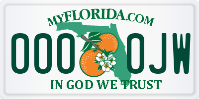 FL license plate 0000JW