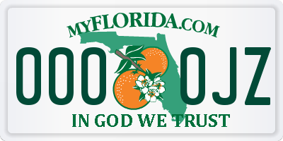 FL license plate 0000JZ