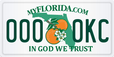 FL license plate 0000KC