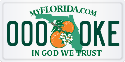 FL license plate 0000KE