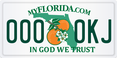 FL license plate 0000KJ