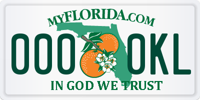 FL license plate 0000KL