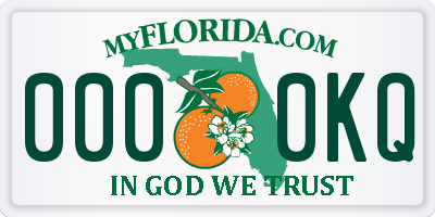 FL license plate 0000KQ