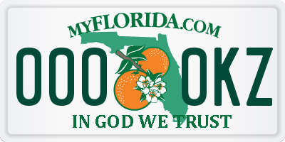 FL license plate 0000KZ