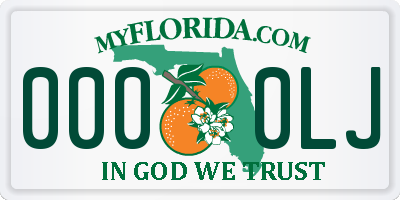 FL license plate 0000LJ