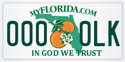 FL license plate 0000LK