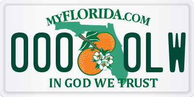 FL license plate 0000LW