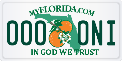 FL license plate 0000NI