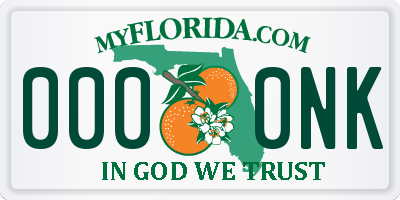 FL license plate 0000NK