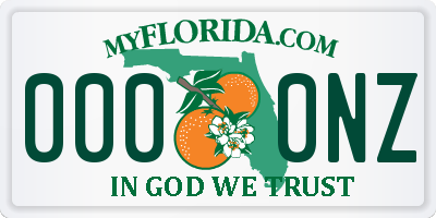 FL license plate 0000NZ