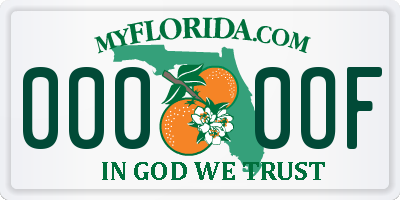 FL license plate 0000OF