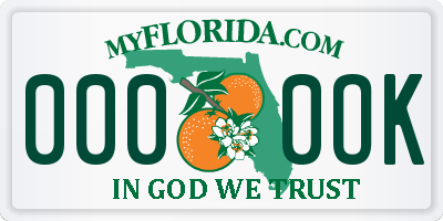 FL license plate 0000OK