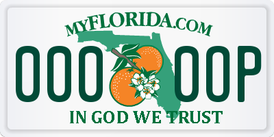 FL license plate 0000OP