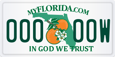 FL license plate 0000OW