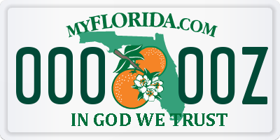 FL license plate 0000OZ