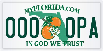 FL license plate 0000PA