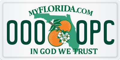 FL license plate 0000PC